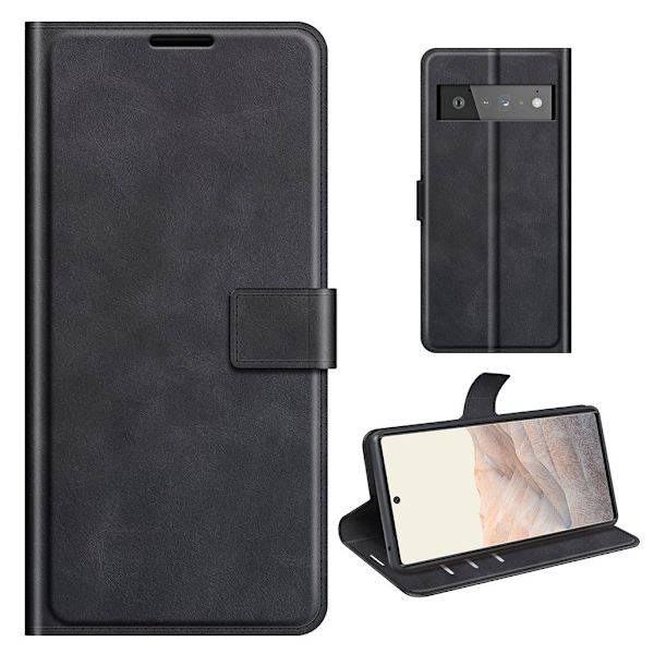 Lompakko Nahkakotelo For Google Pixel 6 Pro - Musta Black