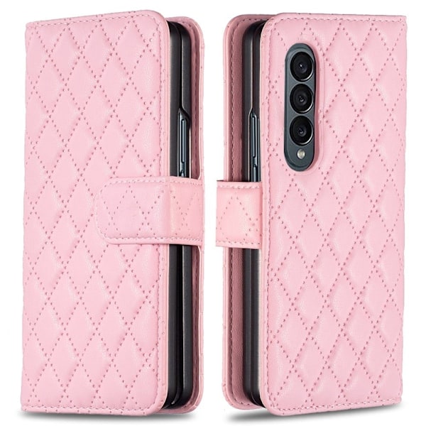 Matt Samsung Galaxy Z Fold4 fodral med rombmönster - Rosa Rosa