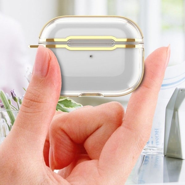 AirPods Pro 2 transparent case with carabiner - Transparent Gold Gold