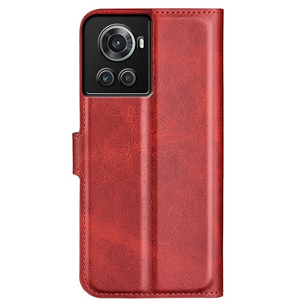 Hållbart konstläder OnePlus 10R / OnePlus Ace fodral med plånbok - Röd Röd