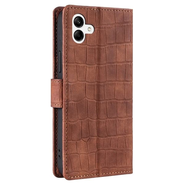 Læretui med Krokodille Tekstur til Samsung Galaxy A04 - Brun Brown