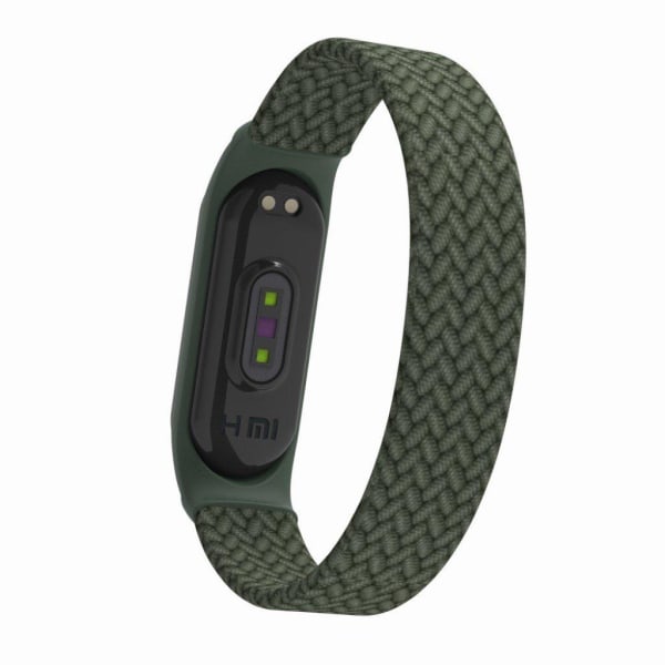 Xiaomi Mi Band 5 / 4 / 3 elastinen nailon kellonauha - Tummanvihreä / Koko: M Green