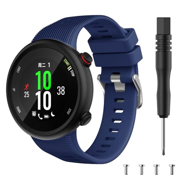 Garmin Forerunner 45S silikoni hopea solki kellonauha - Laivastonsininen Blue