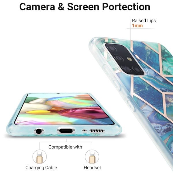 marmor Samsung Galaxy A71 etui - blå Blue