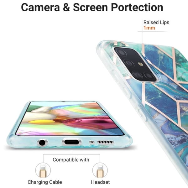Marmormotiv Samsung Galaxy A71 skal - Blå Blå