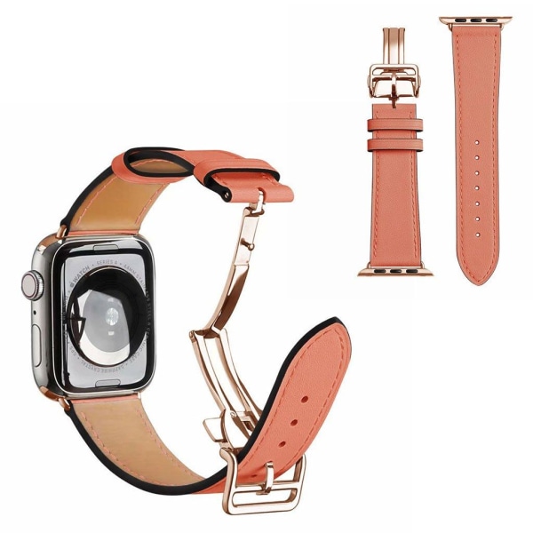 äkta läder rosa guld spänne klockarmband för Apple Watch Series Orange