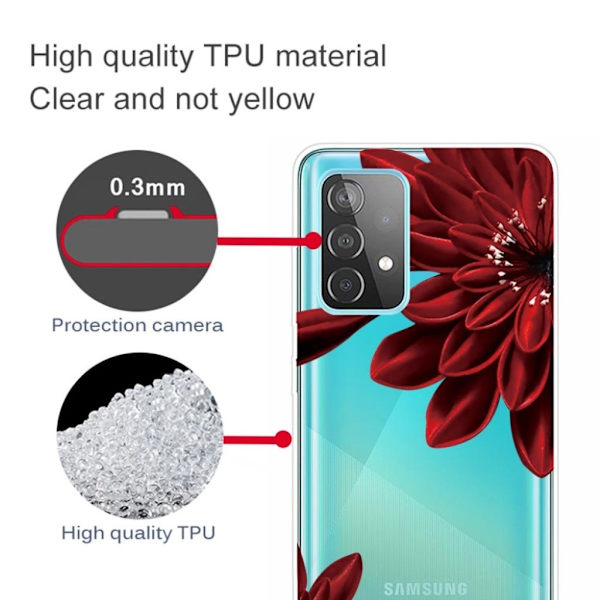 Deco Samsung Galaxy A72 5G Etui - Rød Blomst Red