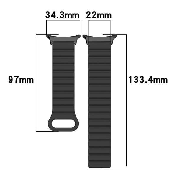 Samsung Galaxy Watch Ultra 47mm Magnetisk silikone håndledsrem Justerbar loop bånd - Sort + Orange Orange