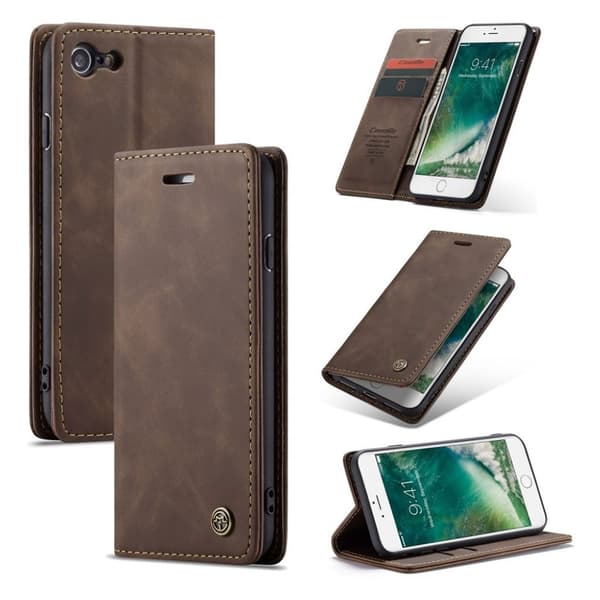 CaseMe iPhone SE 2020 Vintage kotelot - Kahvi Brown