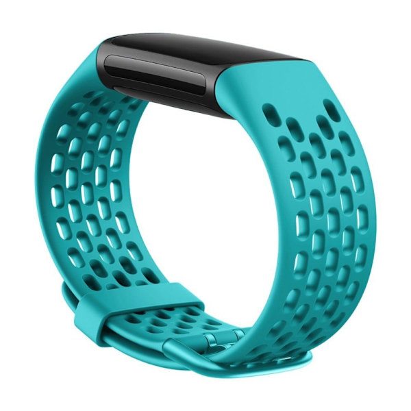 Fitbit Charge 5 klockarmband i silikon i hålmodell - Blågrön Grön