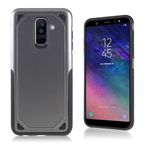 Samsung Galaxy A6 Plus (2018) / A9 Star Lite mobilskal plast och TPU material armerad - Grå Silvergrå