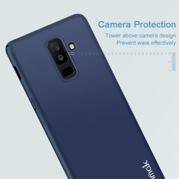 IMAK Samsung Galaxy A6 Plus mobiletui i plastik med meget behagelig overflade samt skærmfilm - Blå Blue
