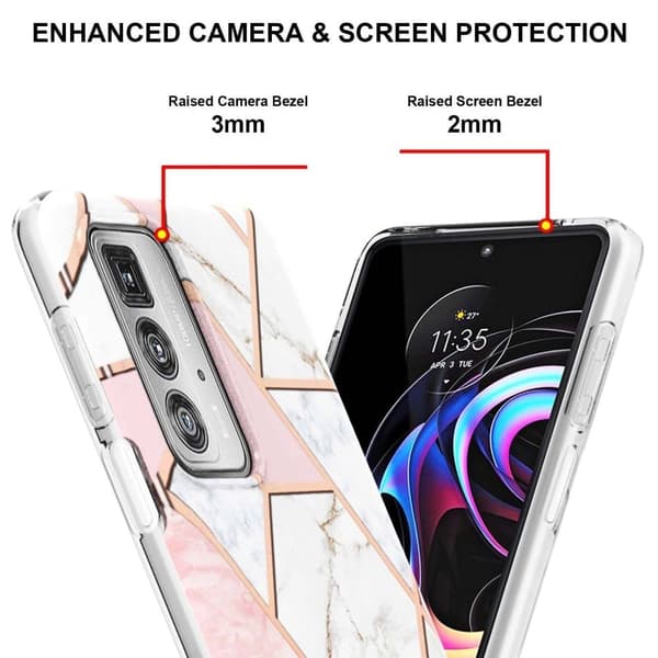 Marmormotiv Motorola Edge 20 Pro skal - Rosa / Vit multifärg
