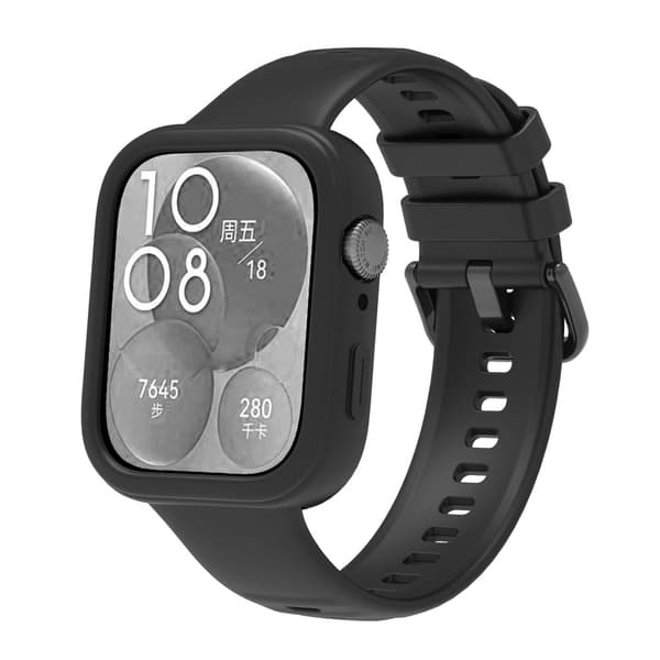 Huawei Watch Fit 3 Silicone Case Hollow Shockproof Watch Protective Frame - Black Svart