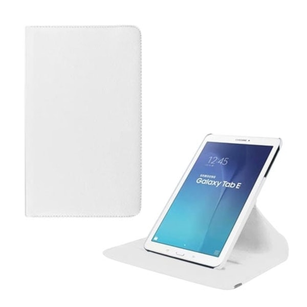 Jessen Samsung Galaxy Tab E 9.6 lær etui med roterende bak stativ.  Hvit White
