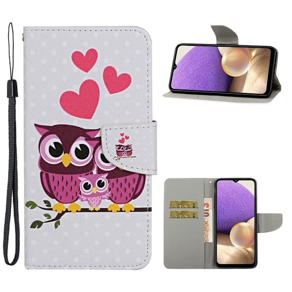 Wonderland Samsung Galaxy A32 Läppäkotelo - Owls Multicolor