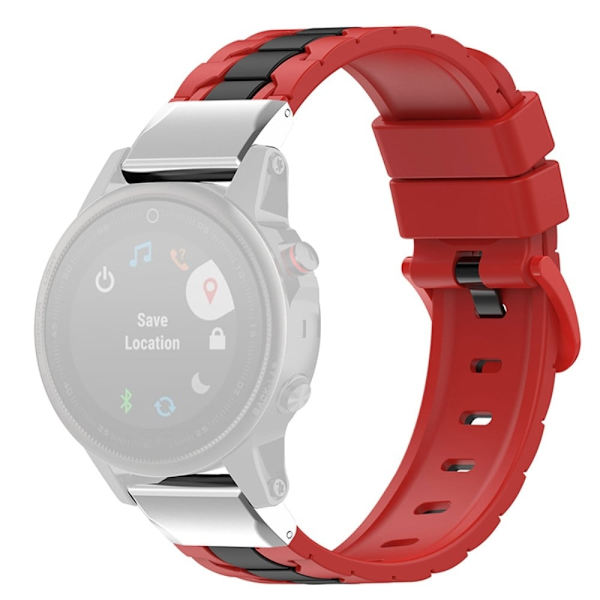 22mm silikoninen kellohihna Garmin-kelloon - Punainen / Musta Red