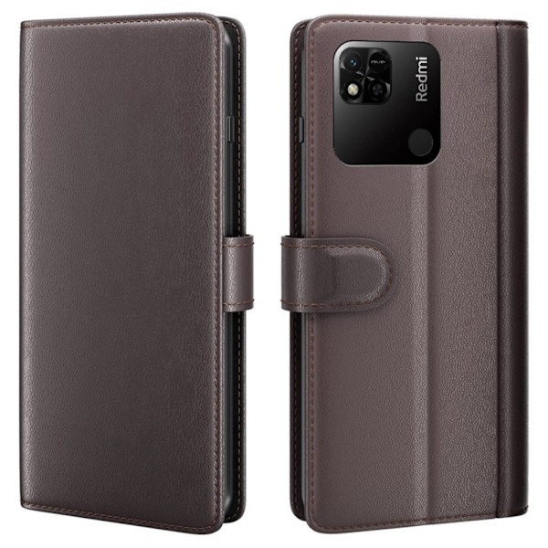 Äkta läder Xiaomi Redmi 10A fodral med korthållare Brun