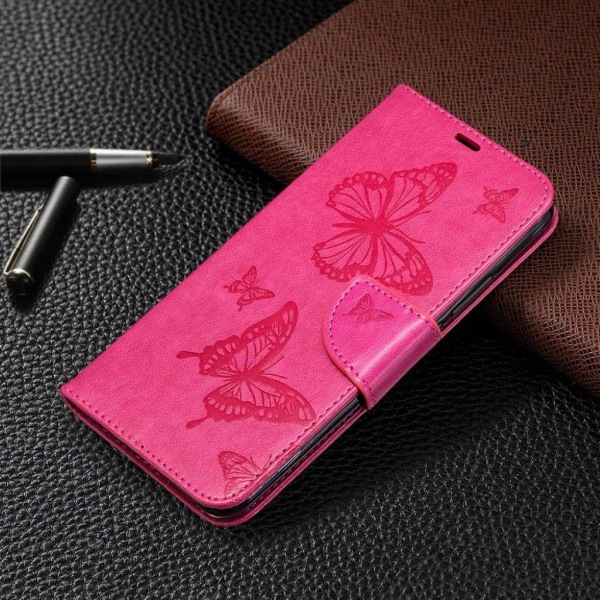 Butterfly Xiaomi Redmi 9 Läppäkotelo - Rose Pink