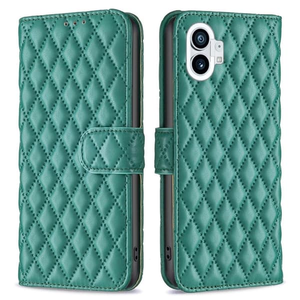 Rhombus mat Nothing Phone (1) flip etui - Grøn Green