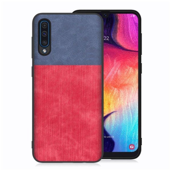 Jeans Samsung Galaxy A50 flip case - Sininen / Punainen Multicolor