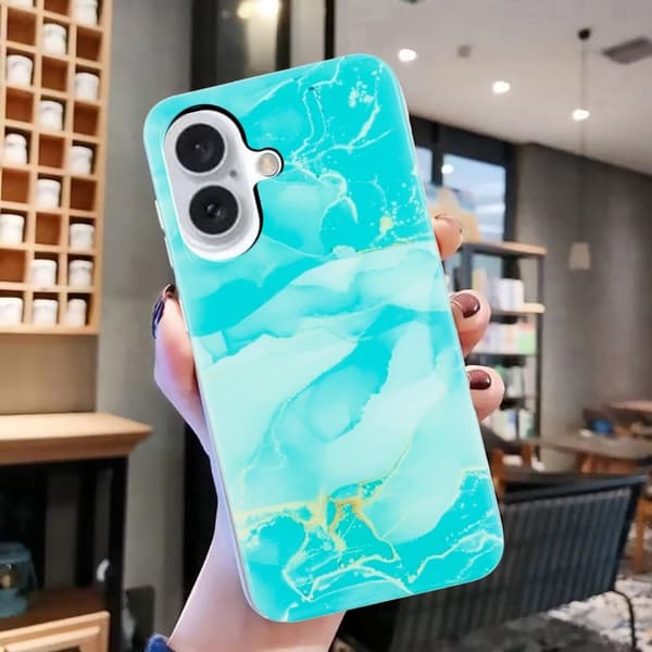 Marble design iPhone 16 Plus cover - Grøn Green
