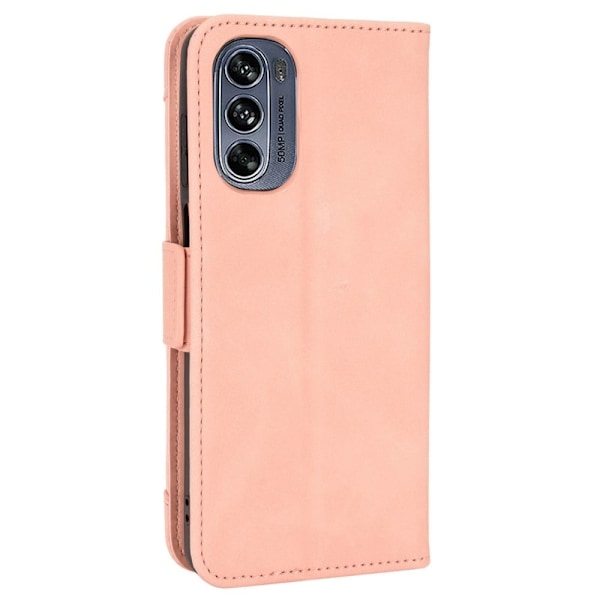 Stilfuldt Læder Etui med Pung til Motorola Moto G62 5g - Lyserød Pink