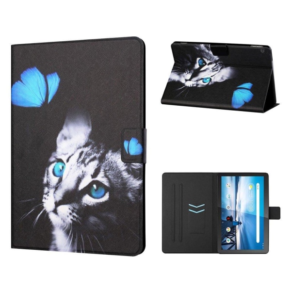 Lenovo Tab M10 cool pattern leather flip case - Cat and Butterfl Multicolor