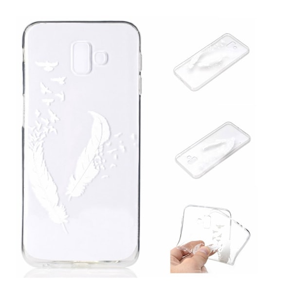 Samsung Galaxy J6 Plus (2018) fremhævet mønster etui - Hvid Fjer og Fugl White