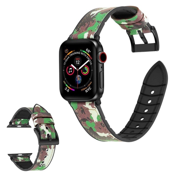 Apple Watch Series 6 / 5 40mm silikone + læderbelagt urrem - Cam Green