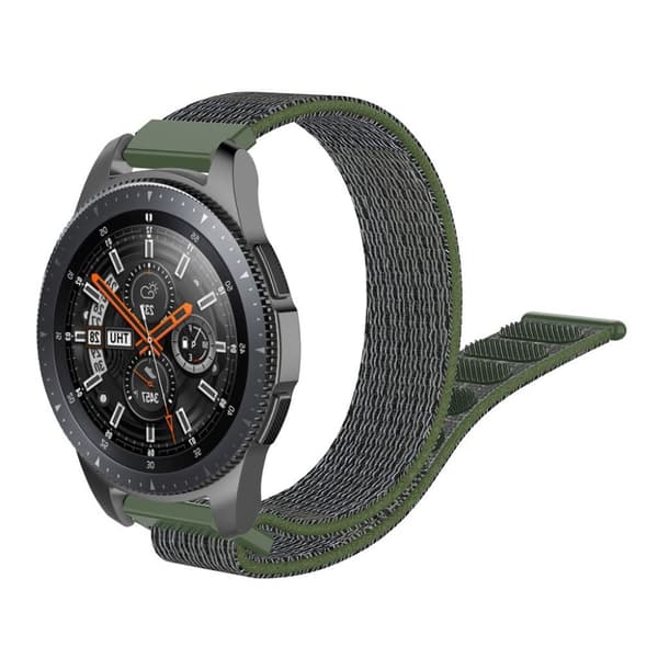 Samsung Galaxy Watch (46mm) 22mm nylonurrem - grå / armygrøn Silver grey