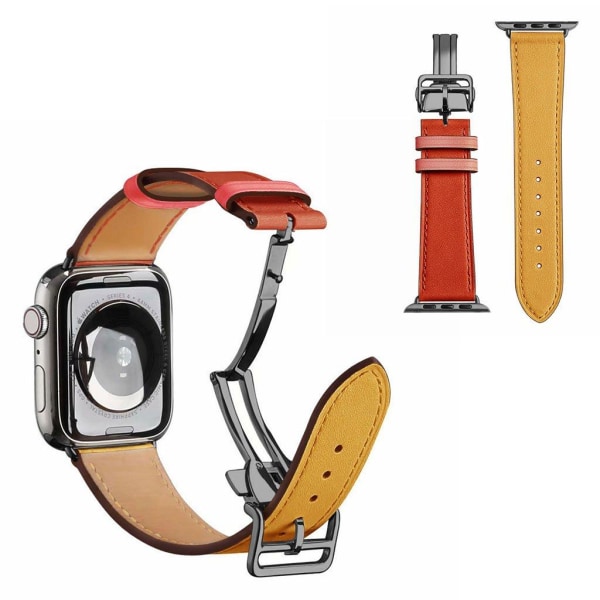 äkta läder rosa guld spänne klockarmband för Apple Watch Series Röd