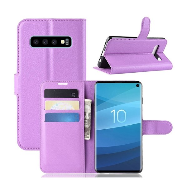 Samsung Galaxy S10 litsi nahkainen flip Suojakotelo - Violetti Purple