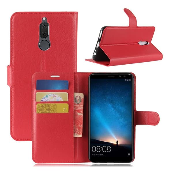 Huawei Mate 10 Lite litsipintainen nahkakotelo - Punainen Red
