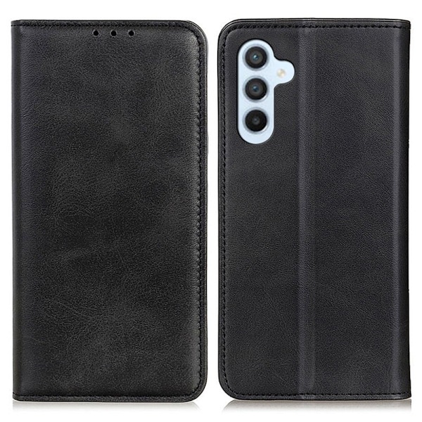 Flip Etui med Pung i Ægte Læder til Samsung Galaxy A24 4G - Sort Black