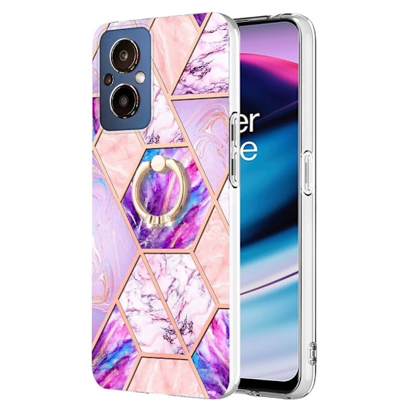 Marble Patterned Suojakuori With Ring Holder For OnePlus Nord N20 5G - Vaaleanvioletti Purple
