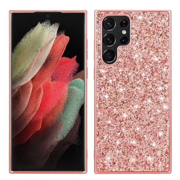 Glitter Samsung Galaxy S23 Ultra skal - Rosa Rosa