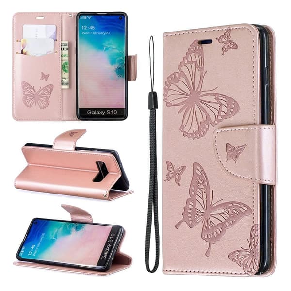 Butterfly Samsung Galaxy S10 etui - Rødguld Gold