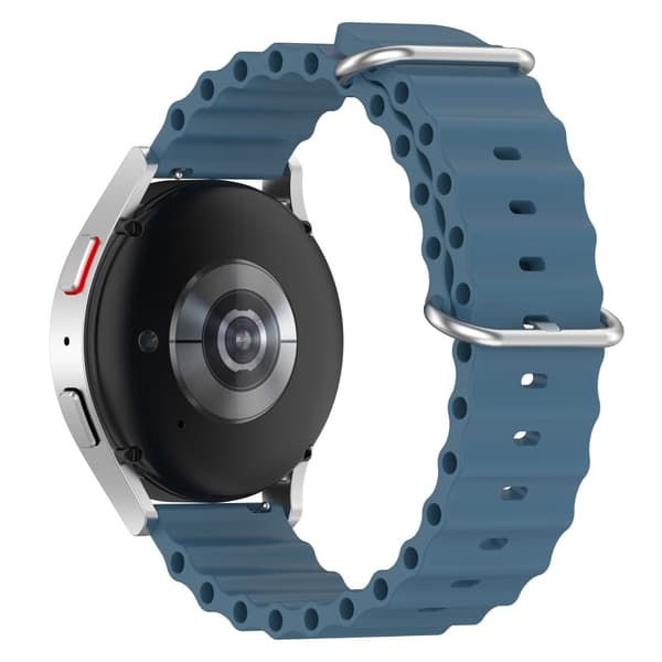 22mm universaali aaltomuotoilu silikonikellon hihna - Sininen Blue
