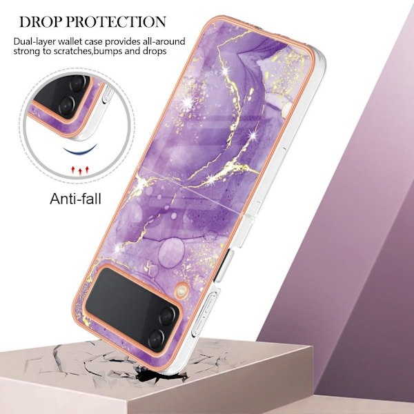 Marble Samsung Galaxy Z Flip4 Etui - Lilla Marmor Purple