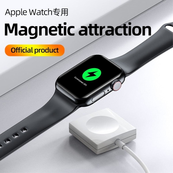 1m Apple Watch (45mm) USB magnetisk opladningsdock kabel - Sort Black