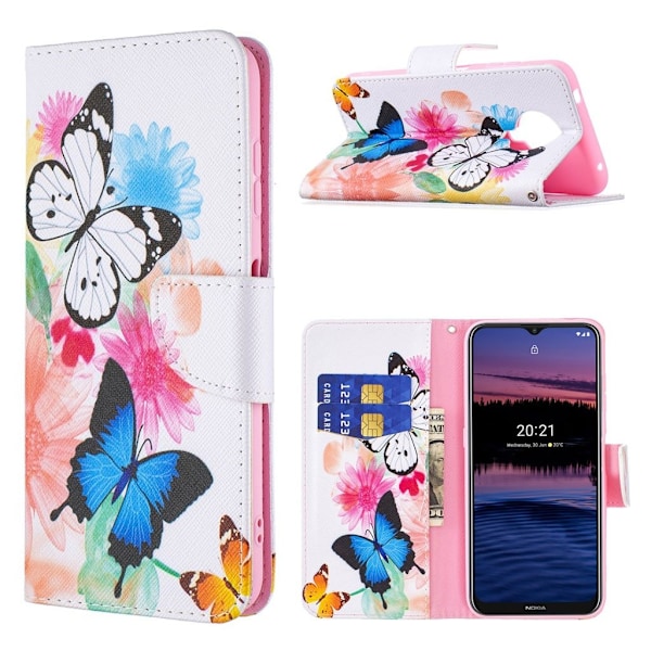 Wonderland Nokia G20 Flip etui - Livlige sommerfugle Multicolor