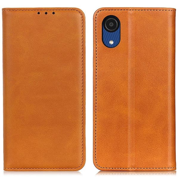 Flip Etui med Pung i ægte Læder til Samsung Galaxy A03 Core - Brun Brown