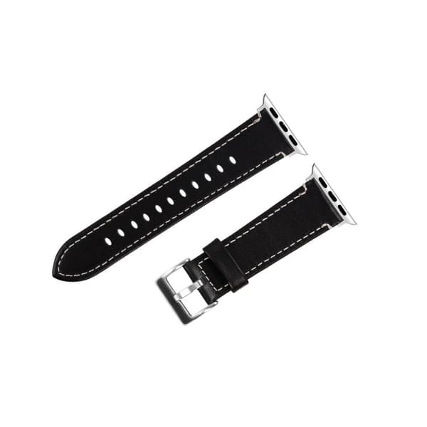 Apple Watch Series 5 / 4 44mm klassisk urrem i ægte læder - Sort Black