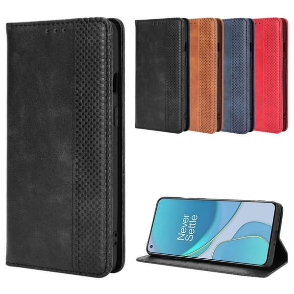 Bofink Vintage OnePlus 8T Lær Etui - Svart Black