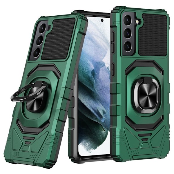 Slidstærkt cover i hård plast med blød inderside og kickstand til Samsung Galaxy S21 Plus 5G - Midnatsgrøn Green