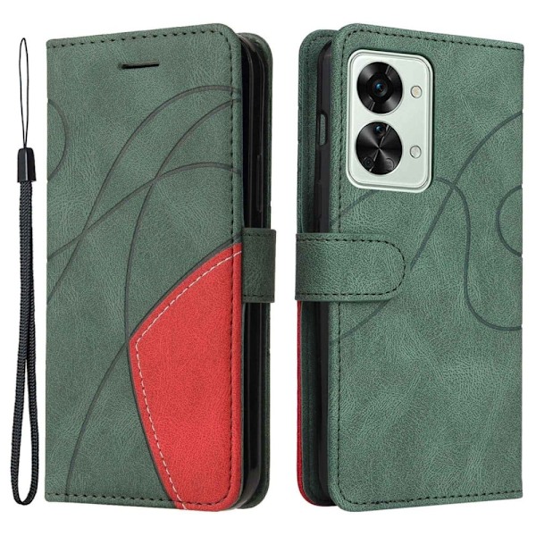 Teksturoitu nahkakotelo hihnalla OnePlus Nord 2T - Vihreä Green