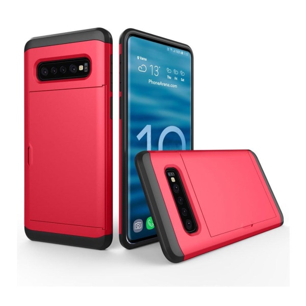 Samsung Galaxy S10 kortholder hybrid etui - Rød Red