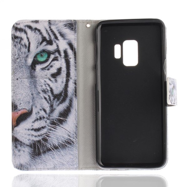 Samsung Galaxy S9 mønstret PU læder flip etui - Tiger Multicolor