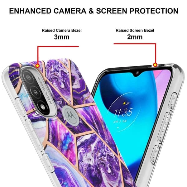 Marble Motorola Moto E30 / E20 / E40 Etui - Mørkelilla Purple
